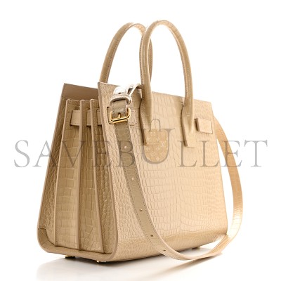 YSL CALFSKIN CROCODILE EMBOSSED BABY SAC DE JOUR NUDE 421863 (26*20.5*12.5cm)